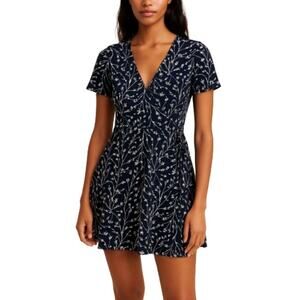 41 Hawthorn Navy White Floral V-Neck Wrap Dress Short Sleeve NWT Size Small